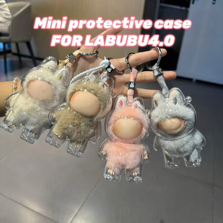1个亚克力立式迷你展示盒，2025新款，适用于Mini Labubu4.0心形密码系列 - 防尘保护罩，适用于怪物娃娃.0、2.0、3.0、4.0系列收藏品，是收藏家、送礼者或情人节礼物的完美之选。[不含娃娃]