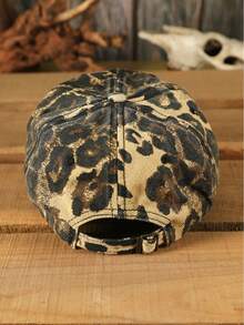 1 件女士豹纹 MAMA 棒球帽，可调节户外防晒休闲帽，适合秋冬旅行、沙滩派对 - 彩色 - 查看 5