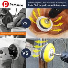 Conjunto de 120 discos de lixa de 3 polegadas (incluindo almofadas) com orelhas traseiras e lixadeira de esponja para retificadoras, ferramentas rotativas com haste