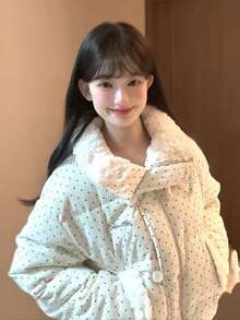 Women's Elegant Thick Loose Collar Padded Jacket, Autumn/Winter - Beige - View 2