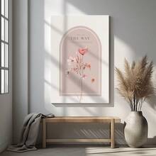 1Pc 2D Flat Printing Pink Flowers, Bible Verses, Religious Art Style Canvas Wall Art For Living Room Wall Decor For Bedroom Bathroom Framed Wall Poster Art Prints Ready To Hang Pictures Home Decorations - 彩色 - 查看 4