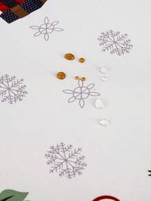 1pc Christmas Tablecloth, Bell & Christmas Tree Design, Waterproof Polyester Tableskirt, Tabletop Decor, Perfect For Christmas Party, Room, Kitchen, Home Decoration - Multicolor - View 13