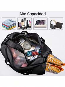 Bolsa grande de yoga y gimnasio con compartimento para zapatos, separación de seco y húmedo, impermeable, multifuncional, adecuada para gimnasio, viajes y ocio - Multicolor - Ver 3