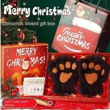 Ladies' Cat Paw Heating Warm Gloves, 2000 Mah Battery, Rechargeable, 3 Temperature Settings, Up To 3.5 Hours Of Battery Life, 36 ° C Surround Heating The Battery Level And Temperature Are Displayed In Real Time On The Screen. The Soft Fleece Is Skin-Friendly And Comfortable. The Half-Finger Gloves Are Used For Gaming, Working And Going Out To Keep Warm And Warm - 白色 - 查看 4