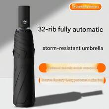 Fully Automatic Folding Umbrella Simple Daily Use One-Button Folding Black Plastic Sun Protection Sunny And Rainy Dual-Use Parasol - 黑色 - 查看 1
