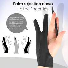 Digital Drawing Glove: 3-Layer Rejection, Two-Finger Artist Glove Drawing Tablet,, Paper Sketching, Fits Left And Right Hand, Includes Cleaning Cloth (2-Pack, Medium, Black) - Midnight Ink - View 6