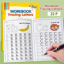 Caderno de exercícios do alfabeto de AZ com 32 páginas - Aprendizagem interativa do alfabeto e atividades criativas para colorir, desenvolvimento de habilidades de escrita, materiais educacionais para educação domiciliar, adequado como presentes de Páscoa e Natal para crianças em idade pré-escolar, livro de aprendizagem do alfabeto, atividades pré-escolares, ilustrações divertidas, ilustrações encantadoras, alunos iniciantes, ilustrações divertidas, papel de alta qualidade. - Multicolorido - Ver 2