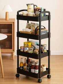 Carrito Organizador de 4 Niveles con Ruedas  Multiusos y Portátil - Negro - Ver 1