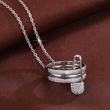 1 件女士项链，带三圈立方氧化锆吊坠设计，休闲节日礼物 - 彩色 - 查看 7