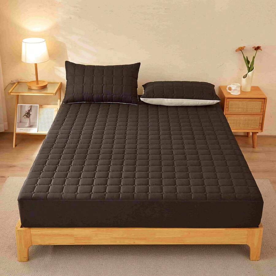 Simple Solid Color Quilted Bedsheet! Practical First Choice! Soft And Dirt Resistant, Machine Washable And Suitable For Multiple Scenarios, Skin Friendly And Soft, Suitable For All Seasons, Skin Friendly, Silent And Dirt Resistant
