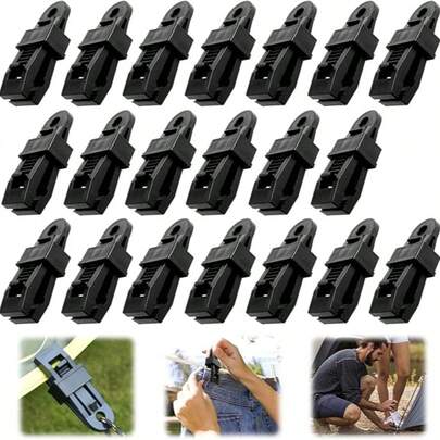 10/20pcs Heavy Duty Tent Clips - Windproof & Durable, Suitable For Fixing Tarpaulin And Canopy During Outdoor Camping & Hiking, Reusable And Multi-Functional