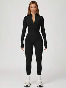 MASKERT Bộ áo liền quần nữ, thoải mái và thân thiện với da, chất liệu co giãn cao, thích hợp cho thể thao và yoga. - màu đen - Xem 3