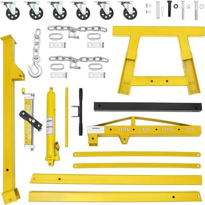 Dragonpad 2 Ton Hydraulic Engine Hoist, 4000 LB Foldable Mobile Cherry Picker With 6 Casters & Adjustable Telescopic Booms, Heavy Duty Engine Crane For Garage, Warehouse, Auto Repair