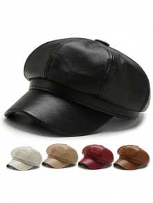 Elegant PU Leather Flat Top Beret Hat For Women - Adjustable Military Navy Hat With British Style - Perfect For Painting And Fashionable Outfits - Multicolor - View 11