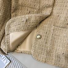 Women's Button Pocket Long Sleeve Woolen Coat, Suitable For Daily Wear And Holidays, Autumn/Winter - Gold - View 6