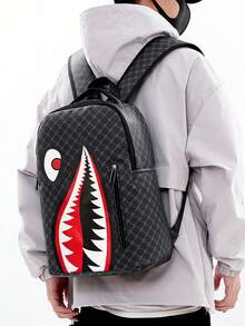 Set 2 buc: Rucsac bărbătesc + geantă pliabilă, rucsac business cu imprimeu floral din PU, set geantă de cărți, rucsac de călătorie multifuncțional de mare capacitate, geantă pentru laptop, cadou de Crăciun pentru bărbați