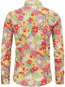 70s Outfits For Men Long Sleeve Casual Button Down 70s Disco Retro Paisley Shirt 70s Floral Vintage Hip Hop Shirts-20256688 - 顏色---8 - 查看 11