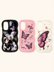 Bộ 3 ốp lưng điện thoại chống sốc hình bướm, viền lượn sóng 3D nổi bật, ốp lưng TPU thời trang, họa tiết lượn sóng sáng tạo và phong cách, bảo vệ toàn diện, chống rơi vỡ, có màu đen, be và hồng, tương thích với iPhone Air/17/17 Pro/17 Pro Max, tương thích với iPhone 13, các dòng điện thoại khác. - Nhiều màu - Xem 39