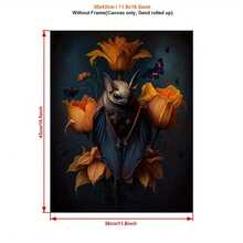 1pc Unframed Canvas Poster, Retro Art, Bats And Flowers, Bees And Flowers, Ideal Gift For Bedroom Living Room Corridor, Wall Art, Wall Decor, Winter Decor, Room Decoration