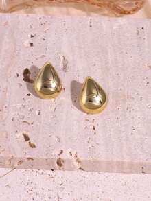 Bộ 1/5 đôi bông tai đính đá hình cỏ ba lá, lá, giọt nước, tròn, trái tim màu vàng CCB thời trang, nhẹ, phù hợp để đeo hàng ngày cho phụ nữ, quà tặng tuyệt vời cho bạn bè và gia đình, làm bằng nhựa ABS - Vàng - Xem 11