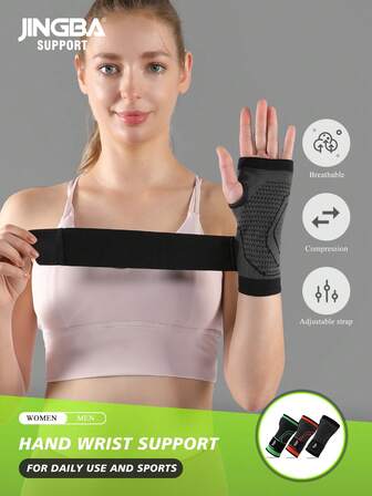 JINGBA SUPPORT 1 Stück atmungsaktive gestrickte Handgelenkstütze - Handschutz mit verstellbaren Riemen für Gewichtheben & Radfahren für Frauen und Männer