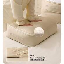 1 Pacote Saco de Armazenamento de Edredom de Grande Capacidade, Jaqueta de Pluma, Saco de Armazenamento de Edredom, Usado para Armazenar Cobertores, Roupas, Edredons e Jogos de Cama - Com Zíper Empilhável, Multiuso, Organizador de Guarda-Roupa, Tecido Durável de Cor Neutra, Caixa de Armazenamento