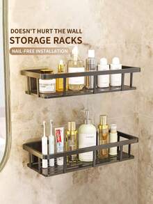 浴室和卫生间免打孔置物架，壁挂式浴室、卫生间、洗手池、厨房置物架 - 彩色 - 查看 3