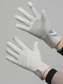 1 Pair Solid Color Casual Knitted Fabric Warm Gloves, Waterproof For Women, Suitable For Outdoor Sports, Cycling, Motorcycle, Bike, All Season, Touchscreen Capability, Thermal Lined