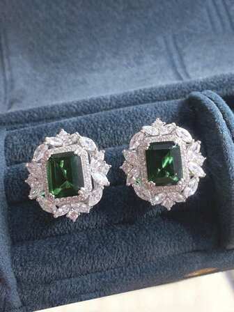 1 par lyxiga örhängen med kubisk zirkonia för kvinnor, för bröllop, fest, förlovning, årsdag, smycken, alla hjärtans dag-present