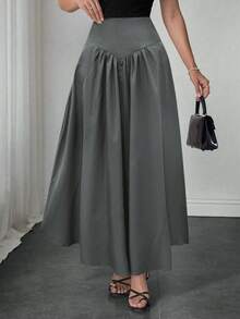 Elegant Ladies' Skirts In The New Autumn And Early Autumn Of 2025 Are Suitable For Dating, Student Wear, Daily Travel, Basic Versatile, Leisure, Beach And Other Scenes, Elegant And Casual Ladies' Skirts, Solid Color, Plastic Waist A Pleated Design, Woven Fabrics, A Variety Of Colors To Choose From, Suitable For Going Out To Wear, Can Also Be Used As Home Clothing.