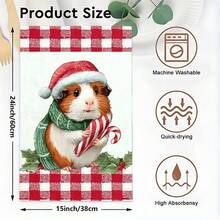 1 set/2 piezas/100 piezas Toallas de cocina y paños de cocina con estampado de hámster navideño, adecuados para decoración de interiores en restaurantes, cocinas, baños, decoración de fiestas, regalos navideños y pueden ser entregados como regalos de Navidad