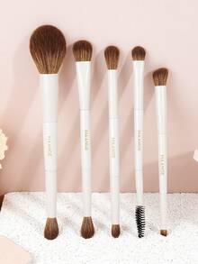 MAANGE 5/7/8/10pcs Soft Dual-Ended Multi-Functional Makeup Brush Set, Including Face Brush, Powder Brush, Blush Brush, Concealer Brush, Contour Brush, Nose Brush, Eyeshadow Brush, Detail Brush, Foundation Brush, Highlighter Brush. Made Of High-Quality Synthetic Hair, Durable For Daily Facial Makeup, Suitable For Liquid, Cream And Powder Products. Can Be Used For Stippling, Blending And Facial Cleansing. - White - View 15