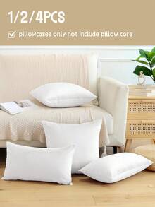 1/2/4pcs White Solid Color Dutch Velvet Pillow Covers, Soft Decorative Cushion Covers, Pillow Shams, Bedding, Pillow Covers Only (No Pillow Insert), Zipper Closure, Suitable For Sofa, Bedroom, Living Room And Various Room Types, Pure White Plush Pillow Covers, Soft & Breathable, Skin-Friendly, Cozy Home Textile, Suitable For All Seasons, Autumn Home Decor, Cushion Cover Size 45*45 Inches, Room Decor, Oeko-Tex Certified - White - View 3