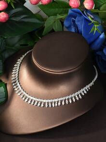 1 Set Minimalist Jewelry Set, Cubic Zirconia Rhombus Decor, Suitable For Women, Exclusive, Travel Wear