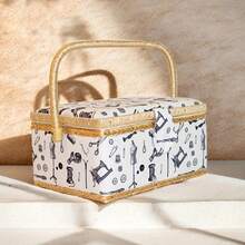 1 件便携式缝纫工具包盒，大容量缝纫工具收纳盒，带手柄的手持式便携式收纳篮，针、钩、剪刀收纳盒，手提篮收纳盒 - 彩色 - 查看 6