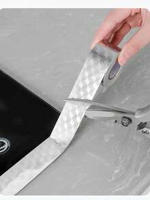 1卷长防水密封胶带，厨房炉灶防油胶带，台面防霉胶带，耐高温铝箔胶带，厨房和浴室配件 - 銀色 - 查看 2