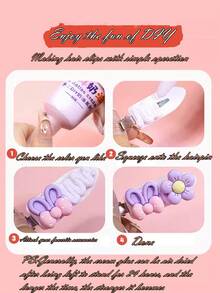 DIY黑白发夹，随机颜色仿奶油色带花尖，随机树脂饰品，送朋友的礼物，可爱发饰 - 彩色 - 查看 3