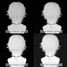 White Men Short Synthetic Straight Fluffy Wig Anime Game Cosplay Wig Heat Resistant For Daily Party - White - View 9