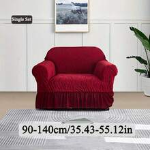 1PC High Elastic Sofa Cover Suitable For 1/2/3/4 Seat Jacquard Skirt Sofa Cover Cat Claw Proof Easy To Clean Machine Washable Sofa Protector Suitable For Bedroom Office Living Room Home Decoration All-Inclusive Sofa Cover Valentine's Day Gifts Valentine's Day Decorations - Màu Đỏ Sâu - Xem 13