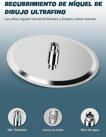 Alta Presión Cabeza De Ducha De Agua De Lluvia, 304 De Acero Inoxidable Ducha De Spray, 12 Inch Regadera Cuadrada,1/2" Conector, Rotación De 361 Grados,Ultra Fino Ahorro De Agua Regaderas Fijas - 12 Pulgadas Redondo - Ver 4
