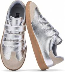 Sneakers For Women Lightweight Tennis Shoes Fashion Vegan Leather Hook & Loop Sneakers Non-Slip Walking ShoesChristmas - 銀色 - 查看 1