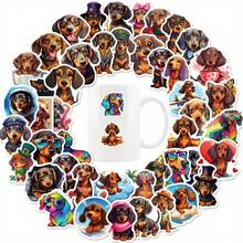 50 Dachshund Graffiti Stickers - Waterproof, Colorful And Cute Dachshund Wearing Fashionable Glasses, Hats And Holiday Outfits, Suitable For Suitcases, Phone Cases, Laptops, Helmets, Skateboards - DIY Creative Decorative Stickers, Dog Stickers, Personalized Item Customization, High-Quality Printing, Suitcase Decoration, Interesting Designs, Durable Stickers, Exclusive For Pet Lovers - 1 - 查看 6