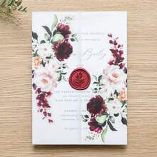 20个5x7英寸邀请卡透明牛皮纸套，花卉图案牛皮纸封面，透明卡片夹 - 彩色 - 查看 7