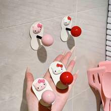 Gancho de parede Sanrio Hello Kitty - Organizador adesivo fofo para toalhas, bolsas, chaves e muito mais - Fácil instalação, gancho decorativo de plástico rosa com design Hello Kitty, perfeito para acessórios de cozinha, banheiro, quarto e escritório, ganchos utilitários