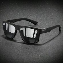 New European & American Square Men's Fashion Outdoor Sports Commuting Driving Fishing Cycling Sunglasses, Solid Color Contrast Retro Unisex All Season