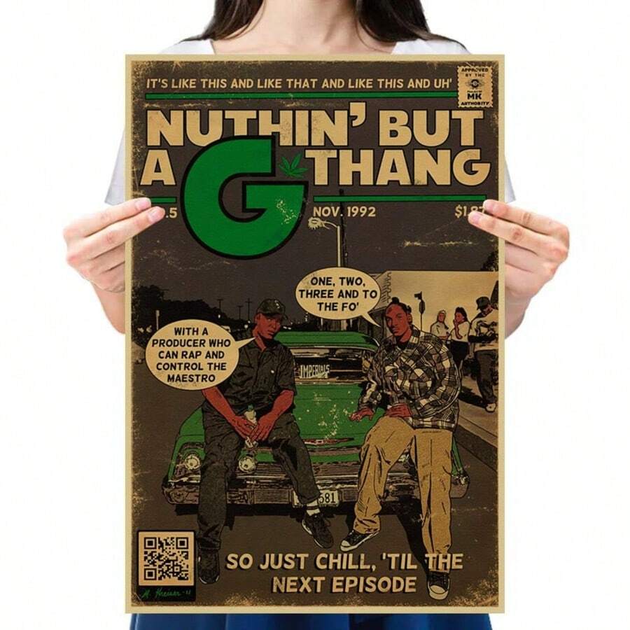 Vintage Rapper Album Cover Art Poster - Classic Retro Kraft Paper Wall Decor For Bedroom, Dorm, Cafe Unframed Music-Themed Home Aesthetic - Multicolor - View 1