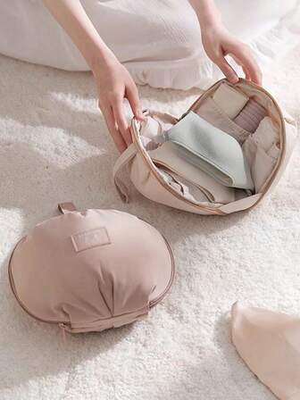 胸罩收纳袋，圆形胸罩收纳袋，旅行胸罩收纳袋，贴心衣物收纳袋，婴儿衣物袜子收纳袋 - 适用于旅行、居家、户外、旅行收纳，拉链开口，手持或悬挂，轻巧便携，可悬挂在任何地方，多层设计，可有效存放胸罩、内衣、袜子等物品，宿舍胸罩收纳必备，户外露营贴心衣物收纳，健身房衣物收纳。