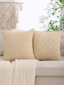 Linen Jacquard Pillow Case, Solid Color For Living Room And Bedroom Decor - Khaki - View 11