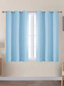 VEHEDE 2 Pcs Curtain Heat Protection Living Room Curtains With Eyelets Thermal Curtain Blackout Eyelet Curtain Set Of 2 Blackout Curtain Beige, Light Beige - Baby Blue - View 36