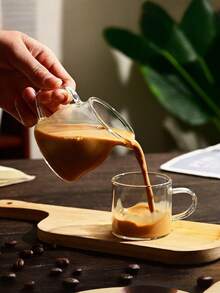 1 pieza/2 piezas Botella de vidrio con ángulo - Multifuncional para café, té, miel, espuma de leche, diseño único de café con leche, taza y tetera multiusos, vajilla duradera y elegante - Transparente - Ver 5